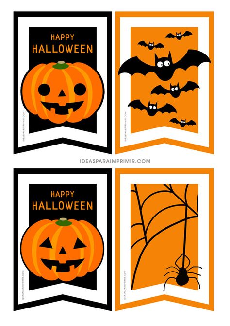 Banderines Halloween con calabazas, vampiros y arañas. Banderines Halloween para imprimir gratis Avengers Party Decorations, Porta Halloween, Harry Potter Halloween Decorations, Moldes Halloween, Imprimibles Halloween, Halloween Decorations For Kids, Halloween Science, Halloween Class Party, Easy Halloween Decorations