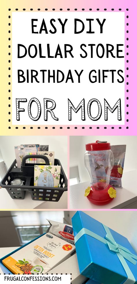 Dollar Store Birthday Gifts, Dollar Tree Birthday Gifts, Gift Basket For Mom Birthday, Diy Birthday Basket, Dollar Store Birthday, Cheap Gift Basket Ideas, Basket Ideas For Mom, Gift Basket Ideas For Mom, Dollar Tree Gift Ideas