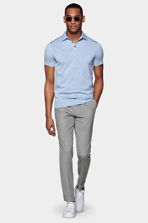 Grey Trousers Outfit Men, Grey Sneakers Outfit, Grey Trousers Outfit, Gray Shirt Outfit, Polo Outfit Men, Polo Shirt Outfit Men, Grey Pants Outfit, Blue Pants Men, White Sneakers Outfit