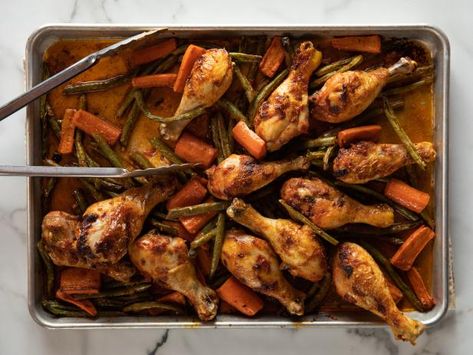 Sheet Pan Curried Chicken Pioneer Woman, Sheet Pan Curry Chicken Pioneer Woman, Curry Chicken Sheet Pan, Pioneer Woman Curry In A Hurry, Food Network Recipes Pioneer Woman, Ree Drummond Recipes, Taco Lettuce Wraps, Pan Cooking, Curried Chicken