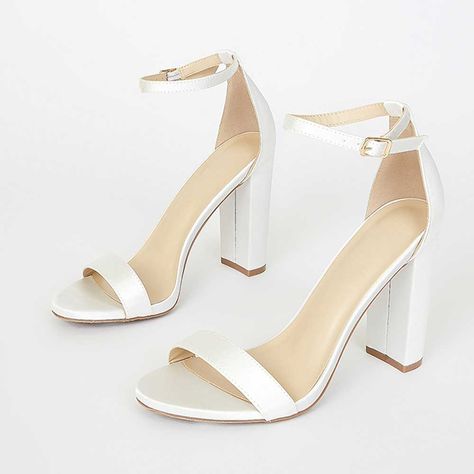 VCSHOES White Satin Sophisticated Ankle Strap Block Heeled Sandals White-3 White Hoco Shoes, Island Closet, Hoco Shoes, Satin Sandals, Satin Style, Fashion Shoes Heels, White Sandals Heels, Ankle Strap Block Heel, Spot Lights