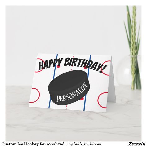 Quotes Girlfriend, Hockey Birthday, Simple Birthday Cards, Homemade Birthday Cards, Masculine Birthday Cards, Birthday Cards For Boys, Bday Cards, Boy Cards, Hockey Puck