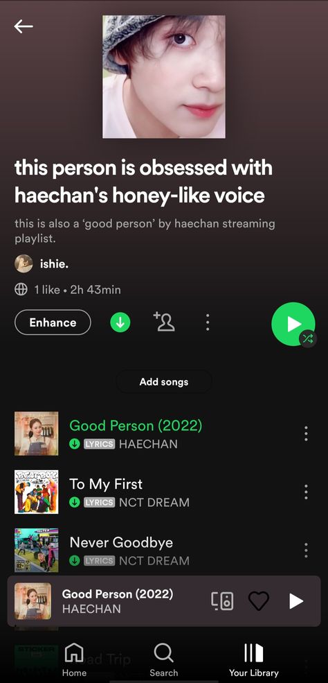 this person is obsessed with haechan's honey-like voice Goodbye Lyrics, Good Person Quotes, Nct Meme, Spotify Playlist, Be A Better Person, Nct Dream, Nct, The Voice, Singing