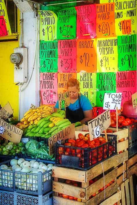 A produce vendor at Mercado Los Globos, the largest open-air market in Ensenada, Mexico. Ensenada Mexico, Mexico Cruise, Beach Towns, Mexico Culture, Farm Tour, Mexican Street, Hispanic Heritage, Vintage Graphic Design, Trailer Park