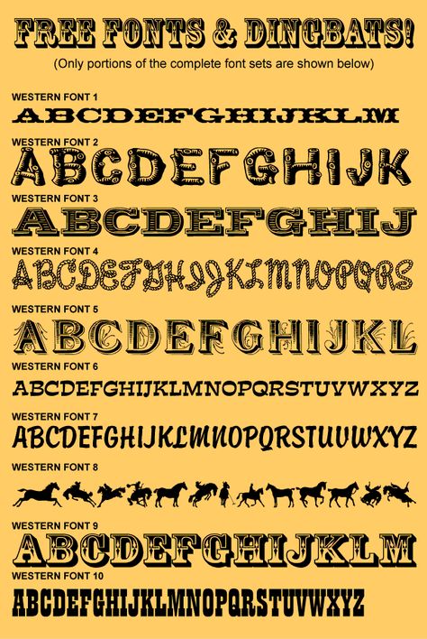 Free Western Fonts http://www.andynortnik.com/cd_wildwest.htm Free Western Fonts, Western Clip Art, Western Classroom, Western Party Ideas, Letter Fonts, Western Font, Fun Fonts, Western Parties, Western Party