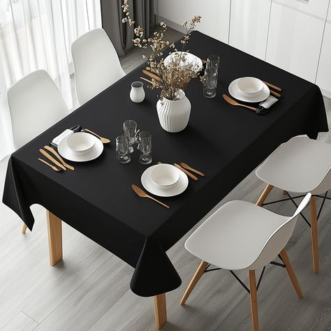 PRICES MAY VARY. Perfect Size: Our black tablecloths measure 54" x 108", suitable for tables up to 8 feet in length. You can also cut them to fit smaller tables, to meet your party, dinner and family needs. Premium Material: The tablecloths are meticulously crafted from high-quality PEVA materials.They are odorless with zero cleaning required.Their tear-resistant and fade-resistant properties ensure that they remain in excellent condition throughout your event, protect your tables and furniture Black And White Tablescapes, Black And White Table Setting, Black Tablecloths, Plastic Table Cloth, Rectangle Tables, Black Tablecloth, Plastic Table, Party Dinner, Plastic Tablecloth