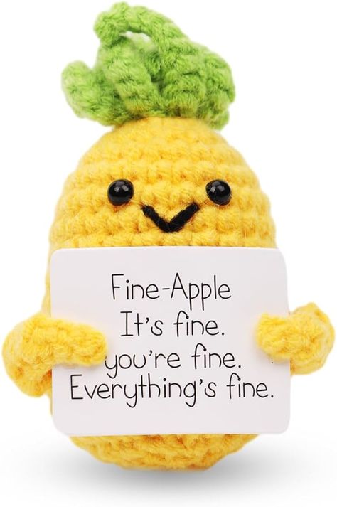 Amazon.com: NQEUEPN Funny Positive Pineapple, 3.15 Inch Knitted Pineapple Potato Toy with Encouraging Card Creative Cute Emotional Support Crochet Pineapple Doll for Festival Party Decoration Encouragement Gift : Everything Else Positive Crochet Ideas, Positive Potato Crochet Pattern, Positive Crafts, Positive Crochet, Positive Potato, Crochet Pineapple, Card Creative, Encouragement Gift, Pineapple Crochet