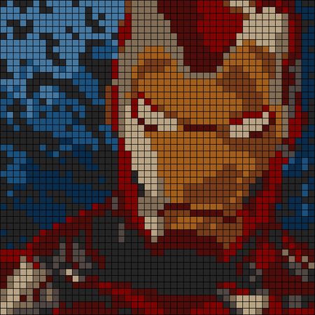 Alpha pattern #7642 | BraceletBook Iron Man Alpha Pattern, Alpha Patterns Marvel, Marvel Alpha Pattern, Avengers Pixel Art, Alpha Patterns Pixel Art, Marvel Cross Stitch, Geeky Cross Stitch Patterns, Geeky Cross Stitch, Graph Paper Drawings