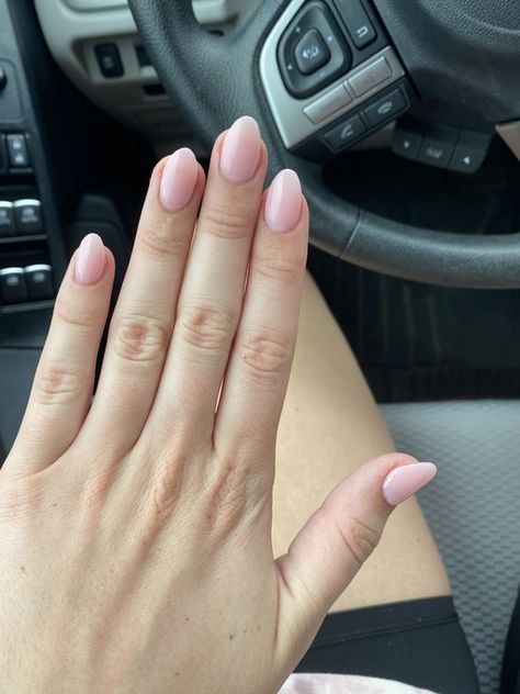 soft pink nails Opi Dip Bubble Bath, Short Almond Nails Opi Bubble Bath, Bubble Bath Pink Almond Nails, Sns Bubble Bath Nails, Soft Pink Dip Powder Nails, Short Almond Bubble Bath Nails, Bubble Bath Nails Acrylic, Extra Short Almond Nails Designs, Bubble Bath Dip Powder Nails