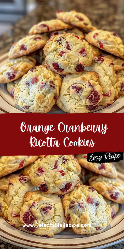 Orange Cranberry Ricotta Cheese Cookies, Orange Craisin Cookies, Cranberry Ricotta Cookies, Cranberry Orange Ricotta Cookies, Orange Cranberry Ricotta Cookies, Cookies With Ricotta Cheese, Orange Ricotta Cookies, Luncheon Decor, Ricotta Cheese Cookies