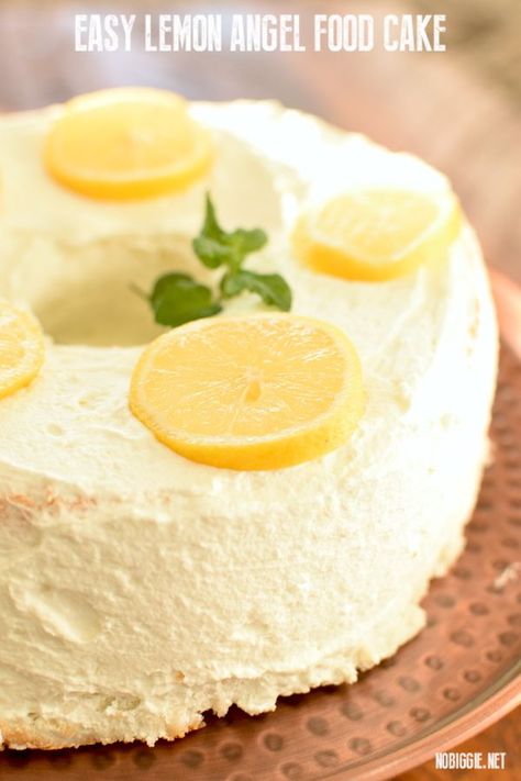 lemon angel food cake | NoBiggie.net Angel Food Lemon Cake, Angel Food Cake With Lemon Pie Filling, Flavored Angel Food Cake, Angelfood Cake, Lemon Angel Food Cake, Whip Frosting, Angel Food Cake Desserts, Lemon Cake Easy, Lemon Pie Filling