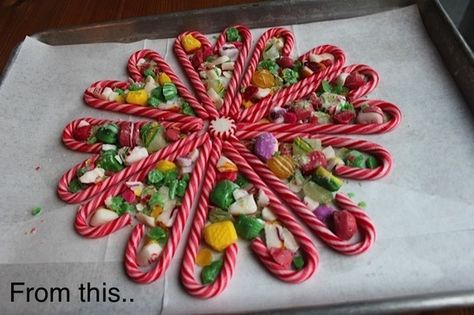 How to Make a Candy Bowl...Out of Candy! » Curbly | DIY Design Community Peppermint Candy Bowl, Melted Candy, Christmas Food Crafts, Edible Candy, Edible Bowl, Candy Tray, Candy Cane Crafts, Christmas Things To Do, Edible Crafts