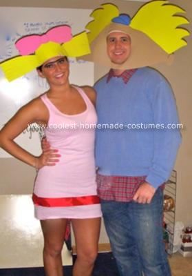 Homemade Hey Arnold Halloween Couple Costume: We originally wanted to do the CatDog costume that was posted on this site, but realized it would be hard being back to back all night! We started brainstorming Animated Character Costumes, Hey Arnold Costume, Zombie Couple Costume, 90s Dress Up, Halloween Couple Costume, Squirrel Costume, Arnold And Helga, Sibling Costume, Couple Cosplay