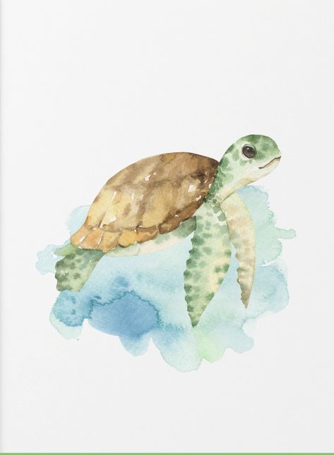 Turtle Watercolor, Turtle Drawing, Diy Watercolor Painting, Watercolor Ocean, Watercolour Inspiration, Turtle Painting, Turtle Art, Seni Cat Air, Watercolor Painting Techniques