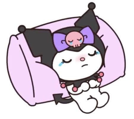 Kuromi Sleeping, Sleeping Drawing, Hello Kitty Aesthetic, Hello Kitty Art, Hello Kitty Pictures, Good Morning Good Night, Sanrio Characters, Paper Dolls, Cartoon Art