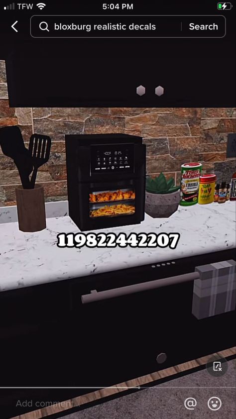 Channel Codes For Bloxburg, Bloxburg Device Codes, Bloxburg Airfryer, Angel Number Bloxburg Decal Codes, Bloxburg Kitchen Ideas Black People, Bloxburg Screen Decal Codes, Bloxburg Custom Fridge, Fridge Codes Bloxburg, Computer Screen Decal Bloxburg