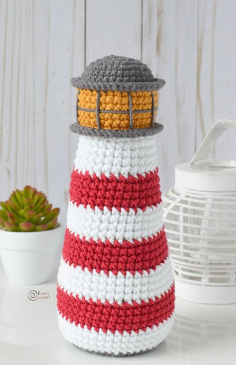 Lighthouse Free Crochet Pattern By Elisa's Crochet Nautical Crochet, Amigurumi Fish, Fish Diy, Beach Crochet, Home Comfort, Fish Pattern, Coastal Vibes, Crochet Amigurumi Free Patterns, Beginner Crochet Projects