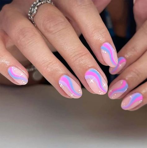 Purple Pink And White Nails, Swirl Nail Designs, Purple And Pink Nails, Swirl Nail, Pink Tip Nails, Swirl Nail Art, Swirl Nails, Purple Nail Art, Purple Acrylic Nails