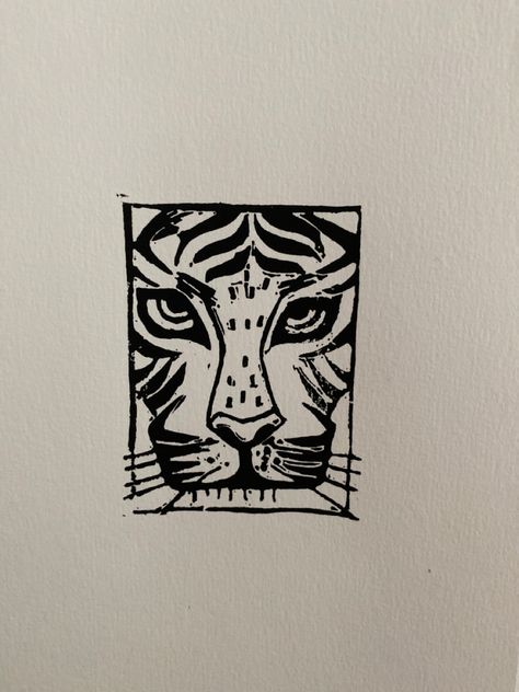 Inspired to carve this after being shocked by the early pandemics documentary gift. 😂 Tiger Drawing, Lino Prints, Tiger King, Sun Art, Aesthetic Tattoo, Tshirt Ideas, Band Merch, Lino Print, Branding Inspiration