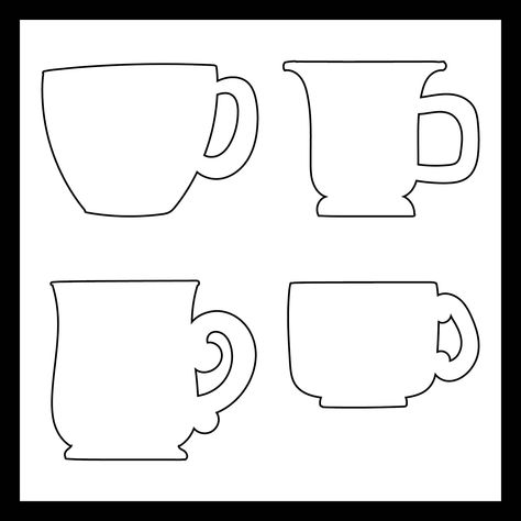 Printable Tea Cup Template Teacup Svg Free, Coffee Mug Printable Template, Coffee Cup Applique Free Pattern, Mug Cards Ideas, Cup Templates Free Printable, Felt Coffee Cup Ornament, Teacup Template Free Printable, Coffee Mug Template Free Printable, Printable Coffee Cup Template