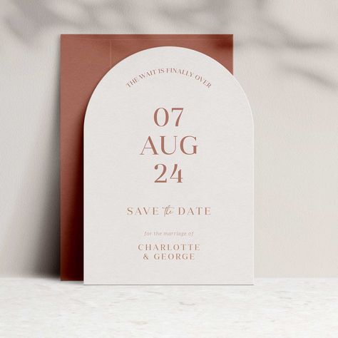 Terracotta Arch Save The Date, Wedding invite, Save the Date invite, Modern Wedding Announcement Card, Save the Date Easy Envelope, Save The Date Invite, Wedding Announcement Cards, Wedding Announcement, Announcement Cards, Wedding Announcements, Wedding Invite, Wedding Invitation Paper, Wedding Stationary