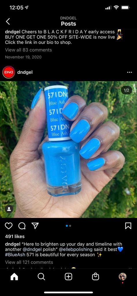 Gel Nail Colors Summer 2024, Dnd Blue Nails, Dnd Blue Gel Polish, Pleasing Nails, Dnd Nails, Ocean Blue Nails, Summer Vacation Nails, Vacation Nails Beach, Blue Chrome Nails