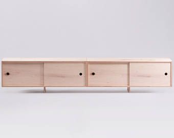 Plywood Media Console, Plywood Tv Stand, Media Console Diy, Plywood Sideboard, Low Credenza, Sideboard Tv Stand, Sideboard Tv, Plywood Storage, Style Sideboard