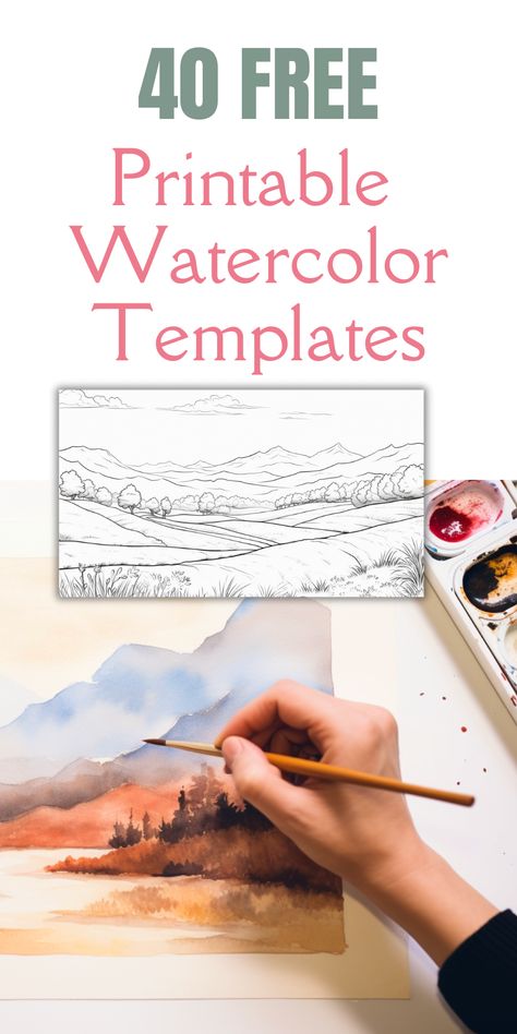 Unleash your inner artist with our collection of 40 Free Watercolor Templates and Stencils! Perfect for beginners and seasoned painters alike looking to create stunning greeting cards, unique wall art. Grab these Free Printables now to inspire your next watercolor masterpiece! #WatercolorArt #Freebies #DIYCrafts #ArtisticInspiration #PaintingTemplates Sketch For Watercolor Painting, Free Watercolour Printables, Sketches To Watercolor, Watercolour Pictures To Paint, Zentangle Watercolor Ideas, Acrylic Painting Templates, Easy Watercolor Wall Art, Free Printable Watercolor Wall Art, Traceable Drawings For Watercolor