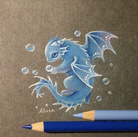 Simple Sea Animal Drawing, Sea Dragon Drawing, Sea Dragon Art, Cute Dragon Art, Alvia Alcedo, Cute Dragon Tattoo, Cute Dragon Drawing, Prismacolor Art, Dragon Sketch