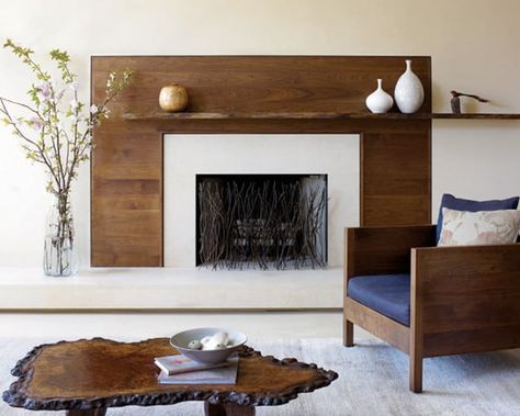 Living Rooms-10-1 Kind Design Contemporary Fireplace Mantels, Modern Shelf Decor, Modern Fireplace Mantels, Contemporary Fireplace Designs, Sleek Fireplace, Modern Floating Shelves, Fireplace Mantel Shelf, Fireplace Mantel Decor, Farmhouse Fireplace