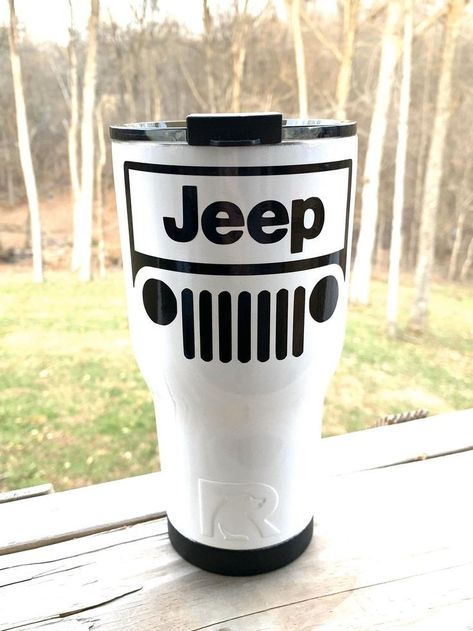 Jeep Tumbler, Decals For Tumblers, Silver Jeep, Jeep Art, Jeep Things, Jeep Shirts, Cj Jeep, Jeep Decals, Jeep Wrangler Accessories