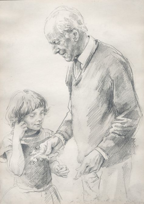 Grandfather Drawing For Grandfather, Grandpa And Granddaughter Drawing, Grandfather Drawing, Grandpa Drawing, Steve Hanks, Pencil Drawings Of Girls, Great Grandparents, Birthday Post, Birthday Post Instagram