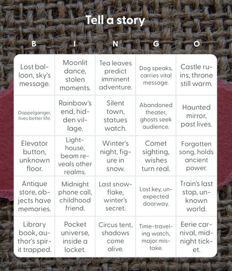 tell a story template Writing Prompt Bingo, Writing Bingo, Classroom Bingo, Creative Writing Exercises, Power Of Storytelling, Writing Plot, World Of Imagination, Bingo Card, Writing Exercises