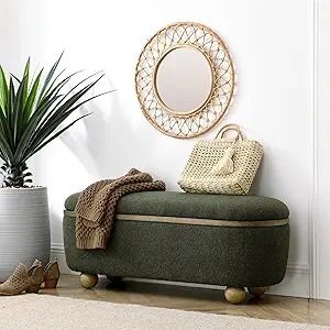 Amazon.com: TEFUNE Oval Bedroom Storage Bench with Oval Solid Wood Legs and Soft Decorative Fabric, Suitable for Entrance Benches, Living Rooms, Corridors, and Bed Ends (Dark green, 43.31" x 15.75" x 17.52") : Home & Kitchen Long Ottoman, End Of Bed Ottoman, Bed Ottoman, Upholstered Entryway Bench, Entrance Bench, Storage Bench With Cushion, Ottoman With Storage, Bed Ottoman Bench, Storage Bench Bedroom