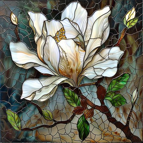 5043_WA_TILE Magnolia Bloom Decorative Ceramic Tile Art Piece Handcrafted Glossy Ceramic Art Tile - Perfect Home Decor & Gift Discover the beauty and craftsmanship of our glossy ceramic art tiles, created with love in our family studio nestled in the foothills of the Great Smoky Mountains in East Tennessee. These artful pieces are designed to bring elegance and charm to any space. Available in Two Convenient Sizes: 6 1/8" x 6 1/8" 8" x 8" Versatile Decor Options: Our ceramic art tiles are perfec Stained Glass Flowers Patterns, Stained Glass Ideas, Stained Glass Wall Art, Stain Glass Window Art, Art Tiles, Glass Window Art, Stained Glass Decor, Art Tile, Stained Glass Crafts