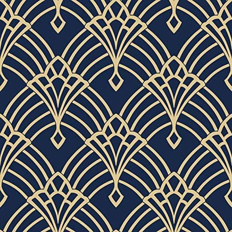 Waldorf Deco Wallpaper Navy/Gold World of Wallpaper 274447: Amazon.co.uk: DIY & Tools Waldorf Art, Deco Wallpaper, Art Deco Bedroom, Motif Art Deco, Deco Bedroom, Navy Wallpaper, Style Wallpaper, Art Deco Wallpaper, Art Deco Patterns