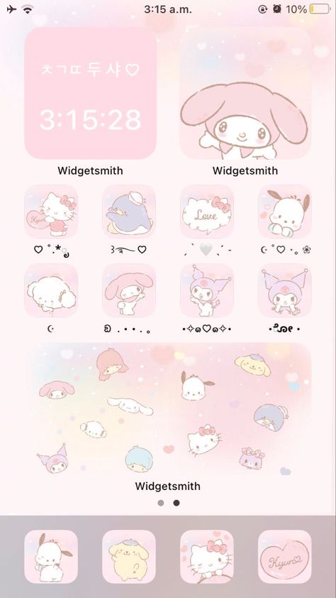 sanrio homescreen inspo inspiration cutecore kawaiicore Ios 16 Wallpaper Kawaii, Pink Anime Iphone Wallpaper, Pink Sanrio Icons For Apps, Sanrio Homescreen Ideas, Pink Sanrio Widgets, Sanrio Ios Layout, Ios Wallpaper Pink, Sanrio Themed Phone, Sanrio Pink Wallpaper