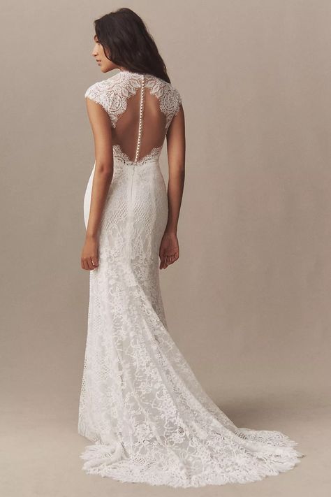 Wtoo by Watters Philomene Lace Cap-Sleeve Wedding Gown | Anthropologie Coastal Wedding Dress, Cap Sleeve Wedding Gown, Anthropologie Bridal, Anthropologie Wedding Dress, Wtoo By Watters, By Watters, Bohemian Wedding Dress Lace, Wedding Dress Cap Sleeves, Wedding Gowns With Sleeves