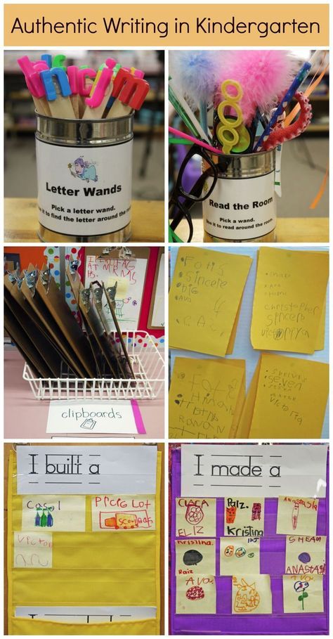 Creative ways to support authentic reading and writing experiences for your kindergarteners! Writing Center Kindergarten, Writing Station, Kindergarten Letters, Kindergarten Language Arts, Writing Area, Balanced Literacy, Preschool Writing, Kindergarten Centers, Kindergarten Fun