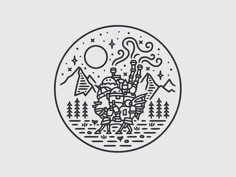 I have this design available on a regular tee and a longsleeve baseball shirt at https://www.mercht.com/c/liamashurst for the next 2 weeks. Needs 10 sales to go to print so check it out if you're i... Howls Moving Castle Simple Drawing, Simple Howls Moving Castle Tattoo, Howl's Moving Castle Scenes, Liam Ashurst, Miyazaki Tattoo, Tatuaje Studio Ghibli, Art Studio Ghibli, Studio Ghibli Tattoo, 하울의 움직이는 성