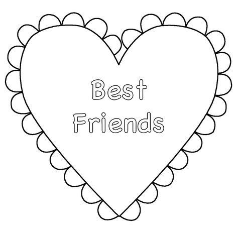 best friend coloring pages | Heart (Best Friends) - Coloring Pages Valentine Coloring Sheets, Shape Coloring Pages, Puppy Coloring Pages, Valentines Day Coloring Page, Valentine Coloring Pages, Heart Coloring Pages, Quote Coloring Pages, Valentines Day Coloring, Heart Printable