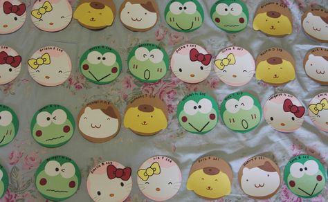 Sanrio Door Decs! Hello Kitty/Mimmy, PomPomPurin/Muffin, & Keroppi/Koroppi! Sanrio Door Decs, Sanrio Bulletin Board, Dorm Name Tags Resident Assistant, Sanrio Classroom, Dorm Name Tags, Resident Assistant Programs, Res Life Door Decs, Ra Door Tags, Res Life Bulletin Boards