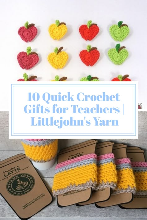 Looking for a fast and thoughtful way to thank your child's teacher? Look no further! Discover these 10 quick crochet gifts that will bring a smile to any teacher's face in no time! Free crochet patterns for teacher thank-you gift ideas. Crochet Ideas For Classroom, Crochet Gift For Teacher Free Pattern, Crayon Crochet Free Pattern, Crochet Teacher Gifts Christmas, Crochet Gift Ideas For Teachers, Teacher Thankful Gifts, Crochet Back To School, Crochet For Teachers, Back To School Crochet Ideas