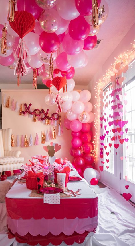 Galentine’s Day decorations Valentine’s Day Party Table Decor, Valentines Galentines Party, Galentines Pajama Party, Valentines Bday Party, Galentines Party Outfits, Galentines Party Decorations Diy, Valentines Sleepover, Valentines Day Theme Party, Galentines Party Favors