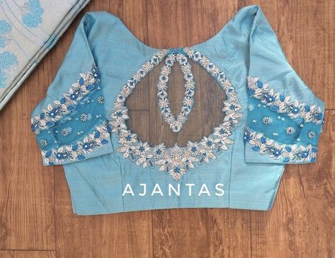 Work Blouse Designs, Blue Blouse Designs, Netted Blouse Designs, Latest Bridal Blouse Designs, Boat Neck Blouse Design, Blouse Designs Catalogue, Latest Blouse Designs Pattern, Aari Blouse, Traditional Blouse Designs