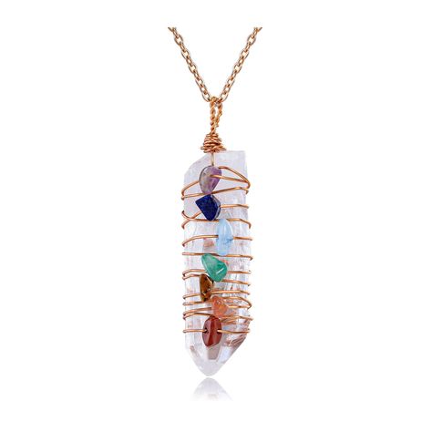 PRICES MAY VARY. [Unique Necklace Design] The pendant necklace made of raw irregular Clear Quartz healing crystal stone. The natural 7 chakra gemstone chips wrapped by copper wires. Also have adjustable rose gold stainless steel chain with lobser clasp design, easy to wear it. This pendant necklace is elegant and stylish for any casual or formal outfit. Every necklaces are unique and handmade. When you wearing, it will promote beauty, health, good luck, and healing for you. [Natural Clear Quartz Raw Quartz Necklace, Raw Clear Quartz, Quartz Pendant Necklace, Clear Quartz Point, Chakra Necklace, Raw Quartz, 7 Chakra, Wire Wrapped Necklace, Gold Copper