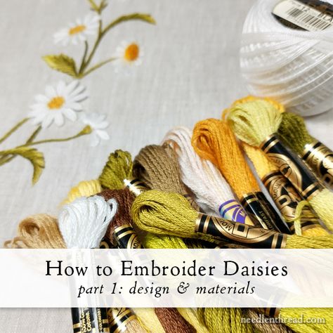 Good morning, and happy Monday! It's spring here in Kansas (no comment about the expected 2-4" of snow tonight and tomorrow!), and what better time to start thinking about embroidering summer flowers - specifically, daisies! Or, if you want, any of the daisy's many varieties and relatives - from How To Embroider Daisies, Embroider Daisies, Daisy Embroidery Pattern, Easy Sewing Patterns Free, Good Morning And Happy Monday, Embroidery Lessons, Embroidered Art, Natural Linen Fabric, Hand Embroidery Projects