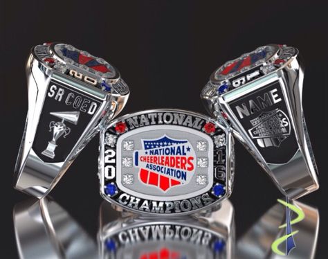 NCA 2016 National Championship Ring Cheer Ring Display, Ftw Championship, Nca Cheer, Raptors Championship Ring, Summit Cheer, Gym Rings, Nba Championship Rings, Cheer Aesthetic, Cheer Pics