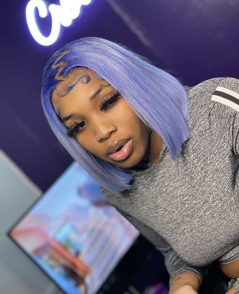 Blue Frontal Wig, Lacefront Wig, Wig Bob, Sleek Ponytail Hairstyles, Sew In Hairstyles, Creative Hair Color, Black Ponytail Hairstyles, Frontal Hairstyles, Short Hair Wigs