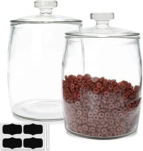 Maredash 1 Gallon glass jars, Cookie Jar & Candy Jar with Lid, Large Food Storage Container,glass jar with lid for Buffet, Coffee & Flour, Laundry Room Storage & Pantry 2pcs Large Food Storage Containers, Gallon Glass Jars, Gallon Jars, Glass Cookie Jars, Glass Jars With Lids, Clear Glass Jars, Baking Mixes, Glass Food Storage Containers, Jar Diy